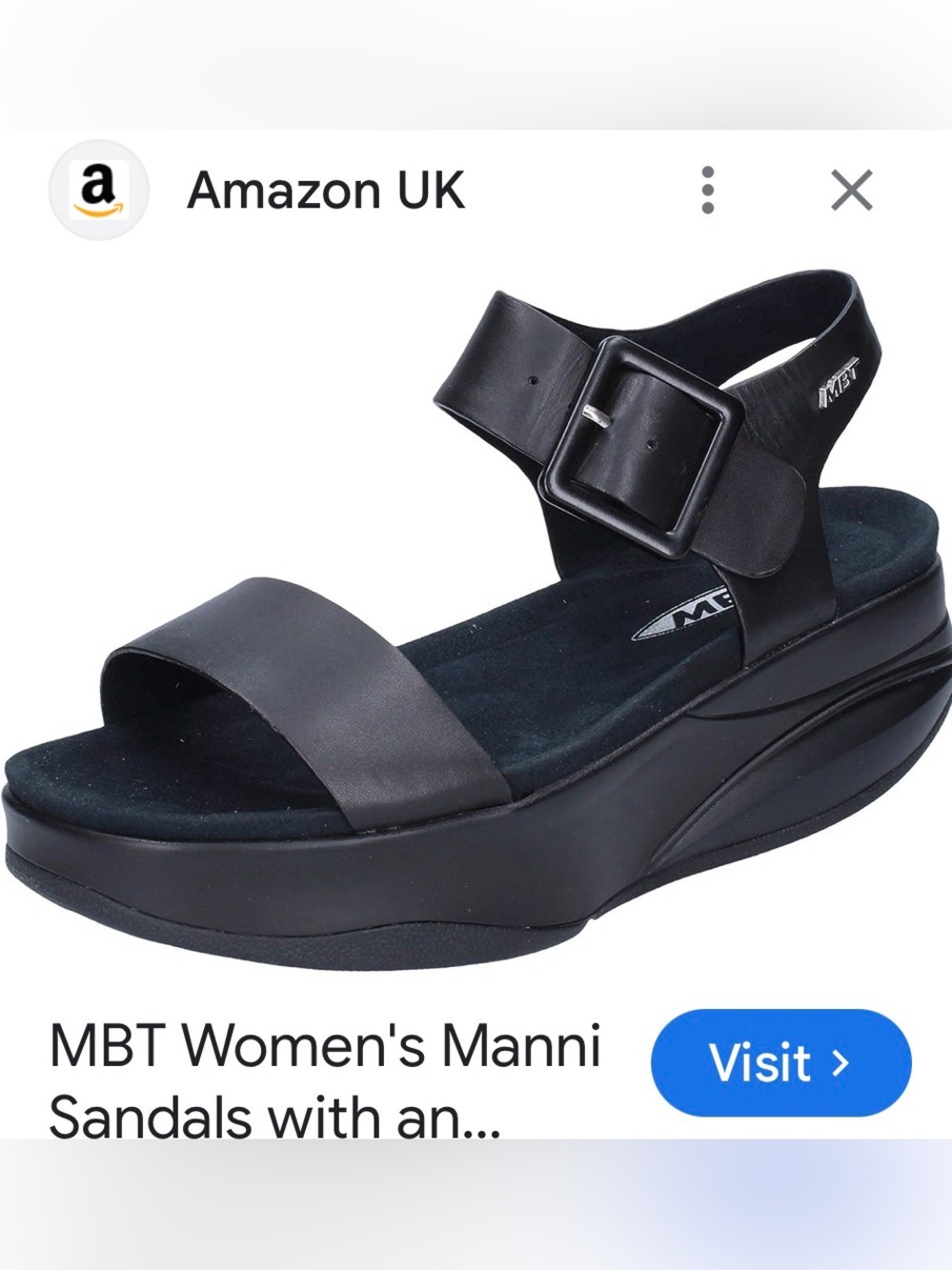 MBT Women's Manni Platform Sandal - Black Leather 40 (9-9.5)